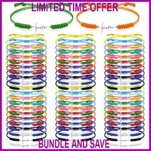 80 Pcs Faith Cross Bracelets Bulk Stainless Steel Adjustable Charm